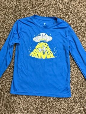 Under Armour Blue Long-Sleeve Tee with Yellow UFO Graphic
